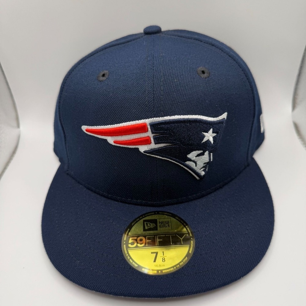 New Era 59FIFTY New England Patriots Navy Blue Fitted Hat Size‎ 7 1/8